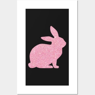 Light Pink Faux Glitter Easter Bunny Posters and Art